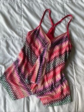 Beach House Pink Multicolor Zigzag Women’s Swim Top